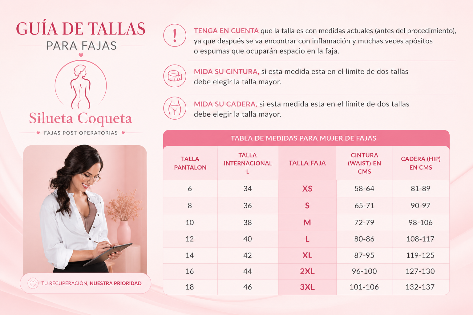 Guía de tallas Silueta Coqueta — recomendaciones y tabla de medidas